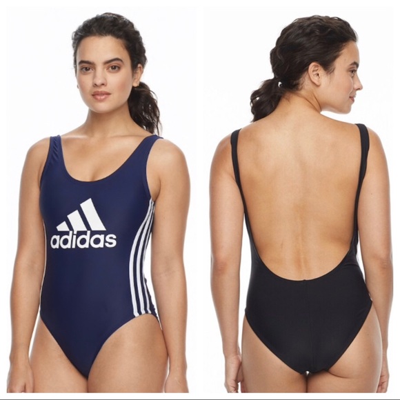 ADIDAS navy & white logo one piece swimsuit, NWT